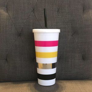 Striped Plastic Cup with Straw